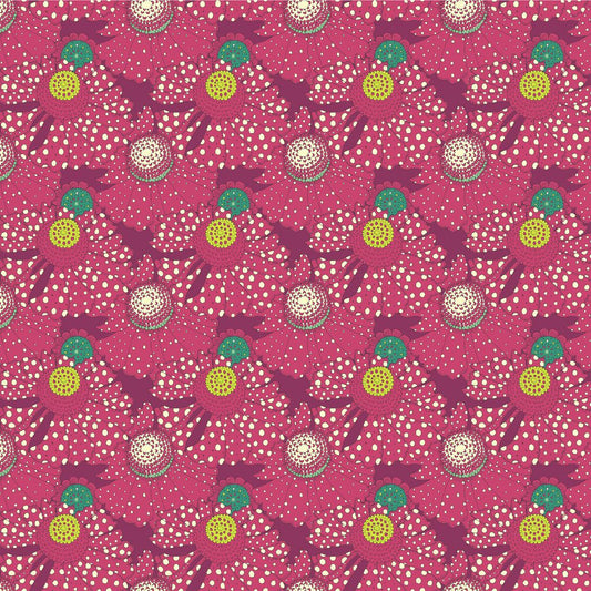 Sunshine - Polka Flower- Plum - Yardage