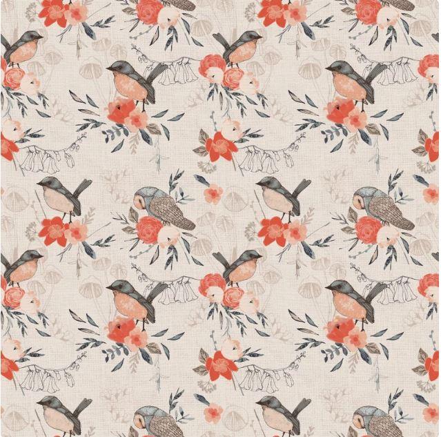 Paintbrush Studio A Walk in the Woods Birds Beige Fabric