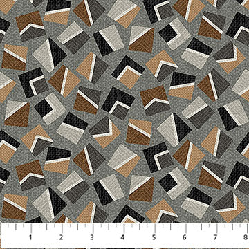 Haberdashery Flannel - Lg Block Toss - Northcott - Gray Multi - Yardage