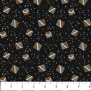 Haberdashery Flannel - Sm Block Toss - Northcott - Black Multi  - Yardage