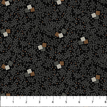 Haberdashery Flannel - Mini Block Toss - Northcott - Charcoal Multi - Yardage