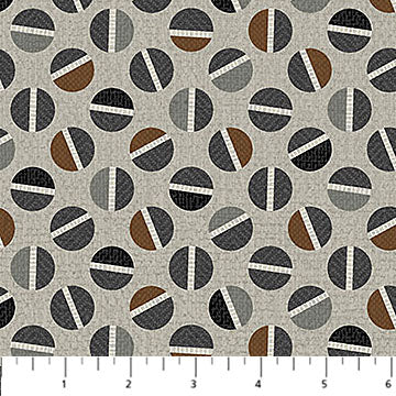 Haberdashery Flannel - Circle Toss - Northcott - Mid Gray Multi - Yardage