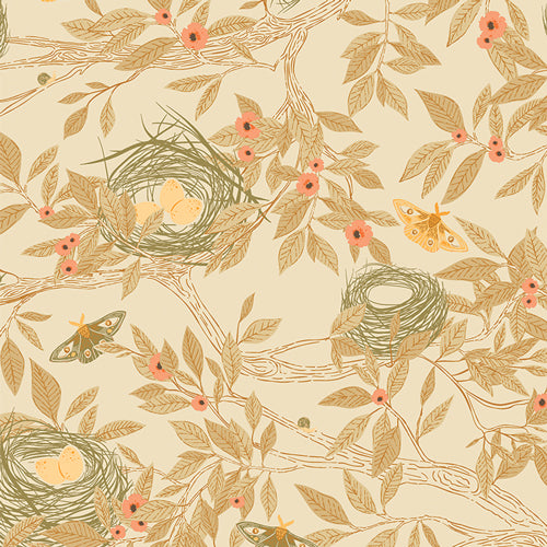 AGF Nesting Garden Ivory Flannel Yardage