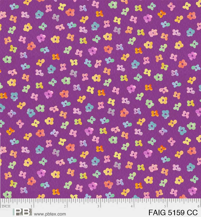 Fairy Garden Purple Flowers Fabric