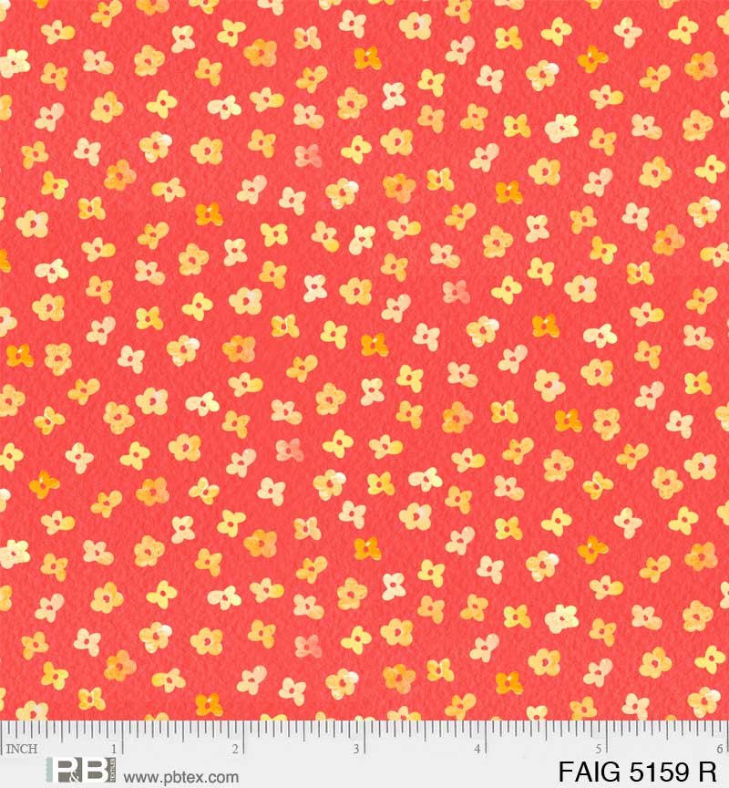 Fairy Garden Red Flowers Fabric