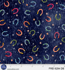 Free Rein - Tossed Horseshoes - Blue - Yardage