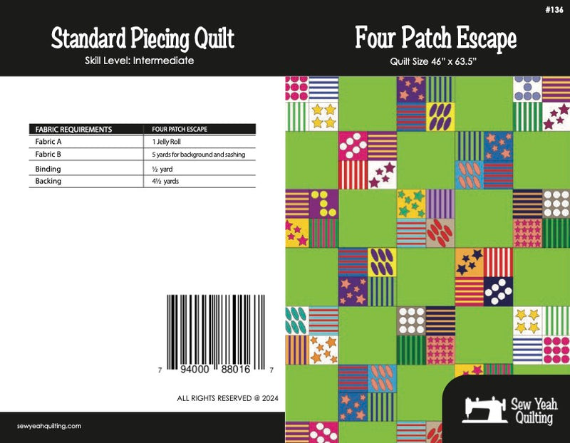 Four Patch Escape Quilt 46" x 63.5"