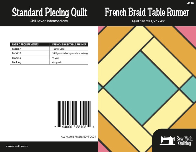 French Braid Table Runner Quilt 20 1/2" x 48"