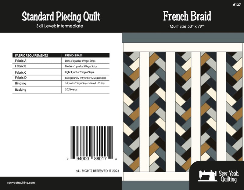 French Braid Quilt 53" x 79"