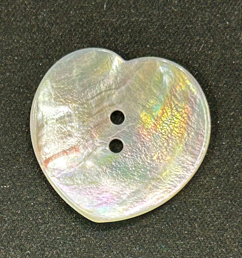 Italian Natural Shell 1.375" Pearl Heart Button 54L 34MM