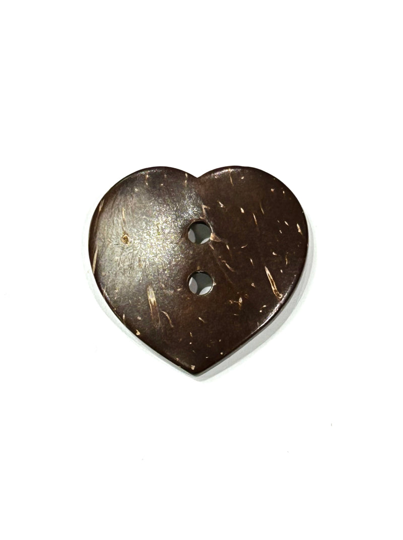 Italian Natural Wood 1.5" Tan Heart Button 60L 38MM