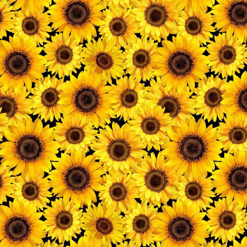 Fall Is In The Air Harvest Packed Metallic Sunflowers Fabric