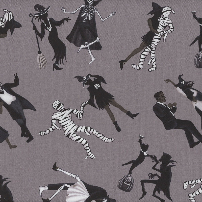 Halloween Ball Scary Dancing Silhouettes Fabric