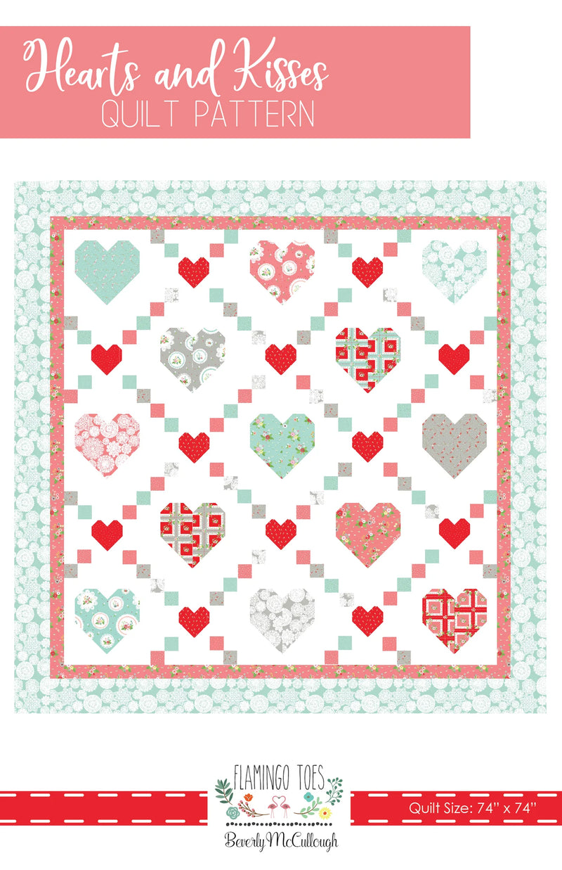 Hearts and Kisses 74" x 74" Quilt Pattern