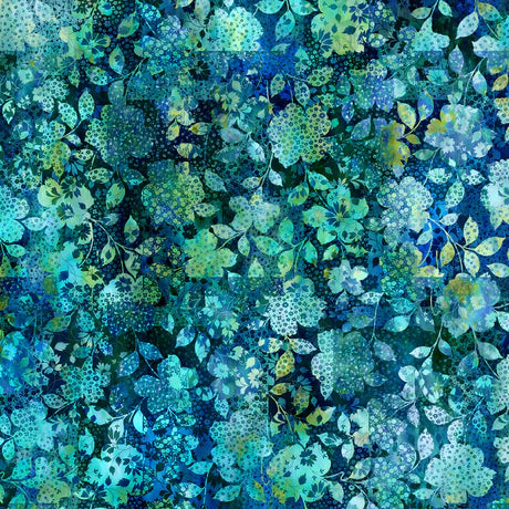 Allure Patchwork Floral Blue Yardage