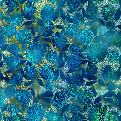 Allure Mums Blue Yardage