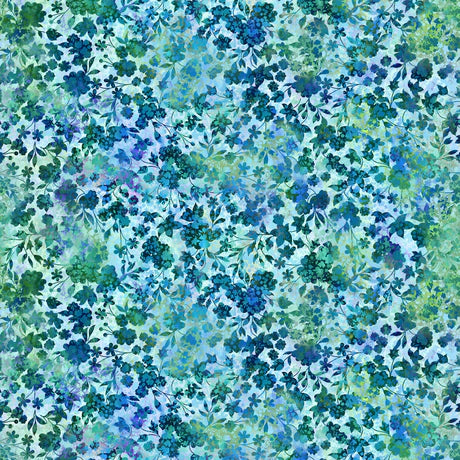 Allure Flower Vines Blue Yardage