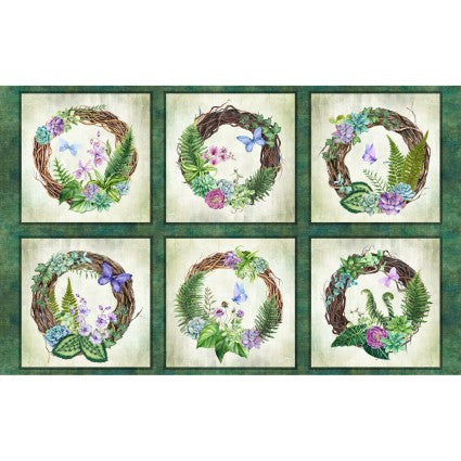 Botanical  6 piece floral placemats  24" panel