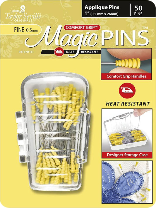 Magic Pins Flathead Applique Pins 0.5mm x 26mm (1") Package of 50 YELLOW