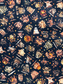 A Haunting We Will Go - Halloween Monster Toss - Black - Yardage
