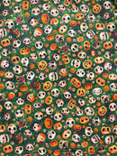 A Haunting We Will Go - Skull & Pumpkin Toss - Green - Yardage