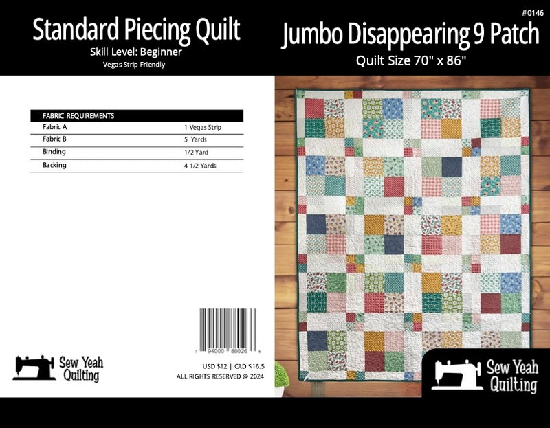 Jumbo Disappearing 9 Patch Quilt 70" x 86"