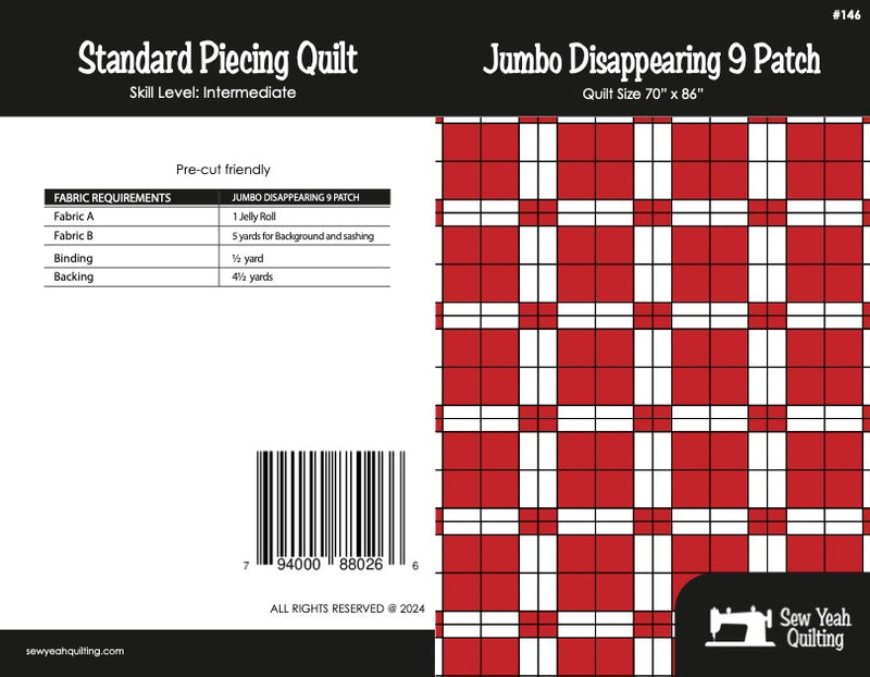 Jumbo Disappearing 9 Patch Quilt 70" x 86"