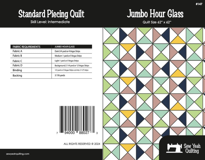 Jumbo Hour Glass Quilt 62" x 62"