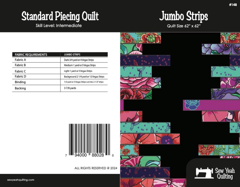 Jumbo Strips Quilt 62" x 62"