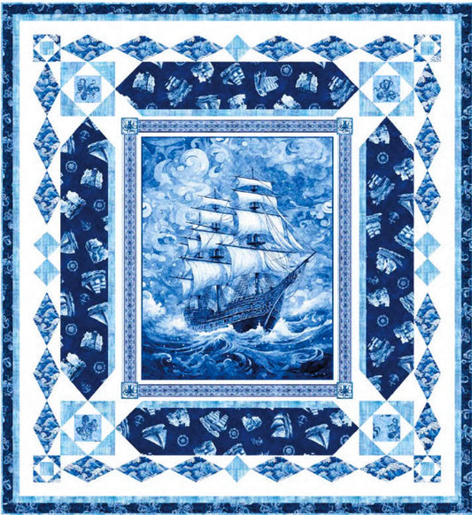 Sea Worthy (Blue Colorway) Ocean Blues Quilt Kit QT 69 x 75