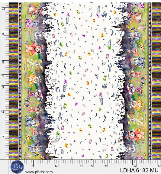 Little Darlings Halloween - Halloween Scene Double Border - Multi - Yardage