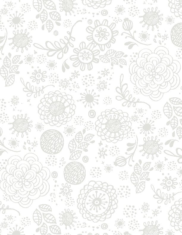 Illusion Large Floral White On White Yardage