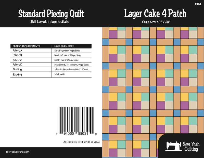 Layer Cake 4 Patch Quilt 60" x 60"