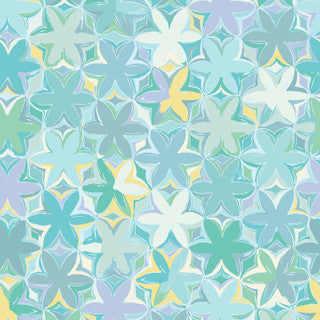 Sun Showers Flowers Aqua Multi Yardage