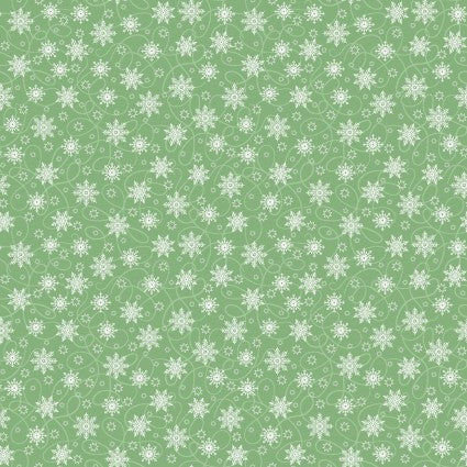 Christmas Night Mini Snow Flurry Green Yardage