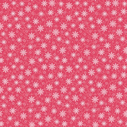 Christmas Night Mini Snow Flurry Red Fabric