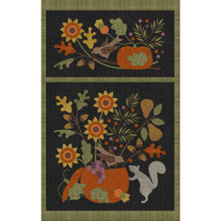 Autumn Harvest Flannel Black Panel 27" x 42"