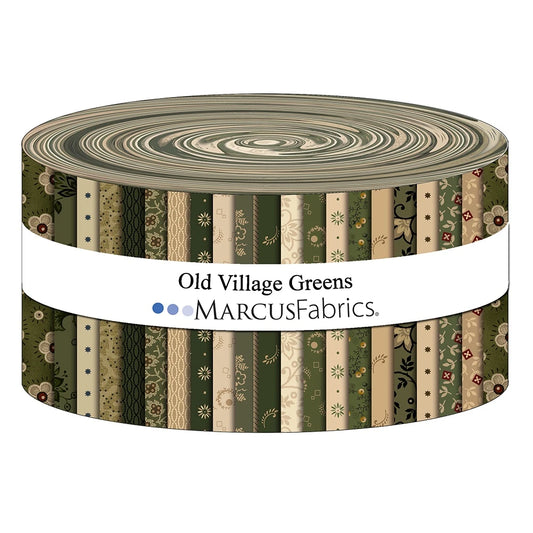 Old Village Greens - 2.5" Strips, 40 pcs - Jelly Roll