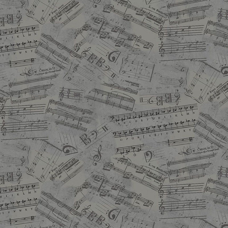 Sonata Musical Scales Grey Fabric