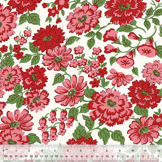 Merry-Go-Round- 54788-1 Red Blooming-YARDAGE