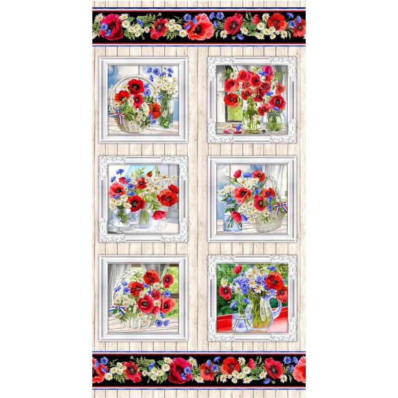 Summer Wildflowers Window Cream Panel 24" x 44"