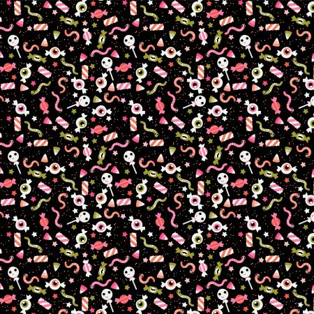 Not Scary - Gooey Sweets - Black - Yardage