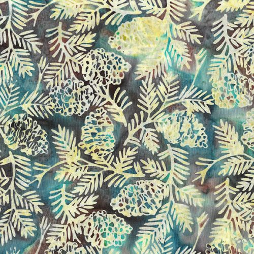 Island Batik - Oasis - Pinecones, Multi Red White blue-  fabric
