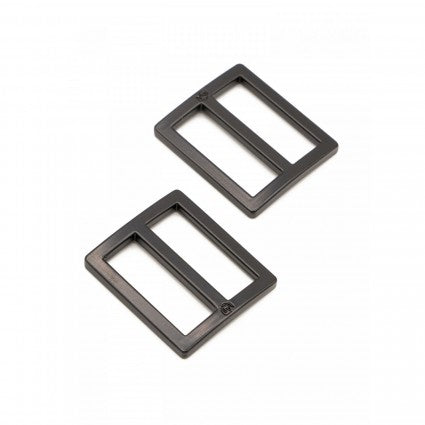 1" Flat Widemouth Rectangle Ring Black 2pc