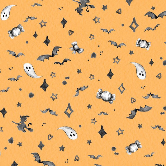 Little Darlings Halloween - Halloween Mini Motifs - Orange - Yardage
