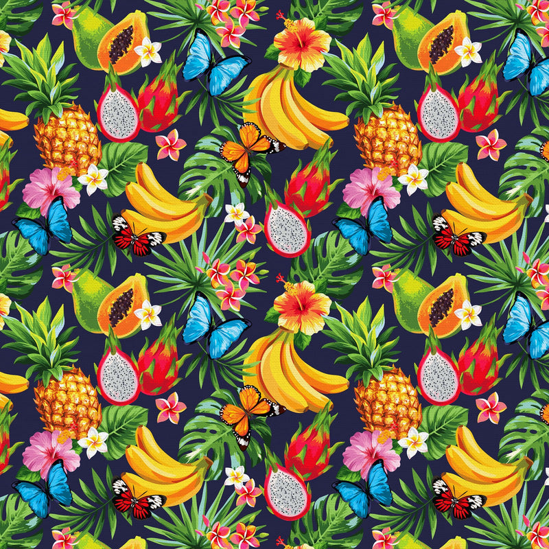 Tropicana Tropical Fruit Navy Fabric