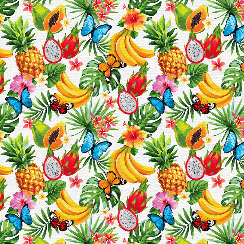 Tropicana Tropical Fruit White Fabric