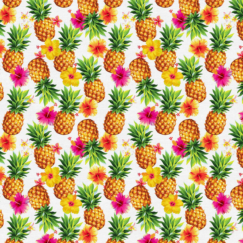 Tropicana Pineapple Toss White Fabric