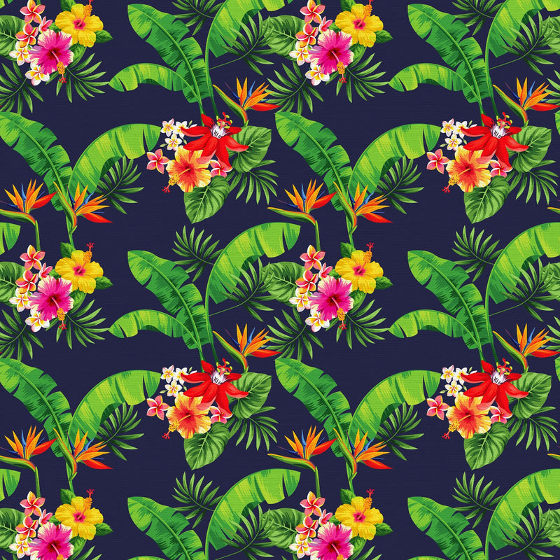 Tropicana Palm Trees Navy Fabric