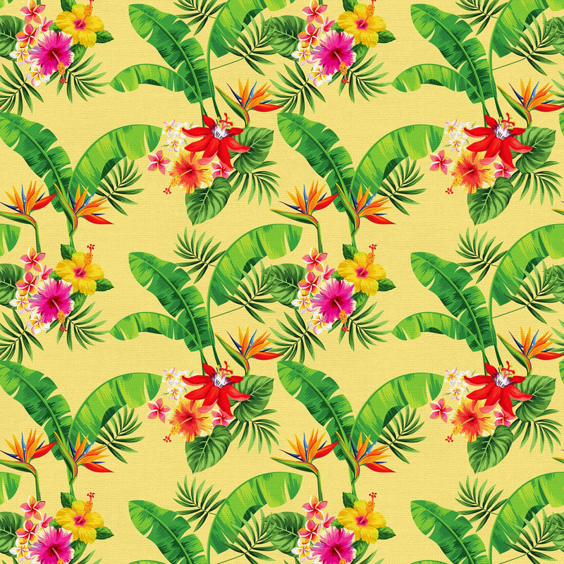 Tropicana Palm Trees Yellow Fabric